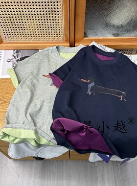 吴小越w2213男童夏款宽松圆领韩版无感数码印花棉t恤短袖中大童