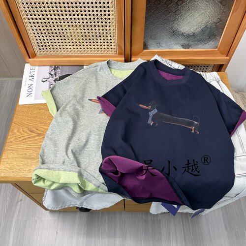 吴小越w2213男童夏款宽松圆领韩版无感数码印花棉t恤短袖中大童