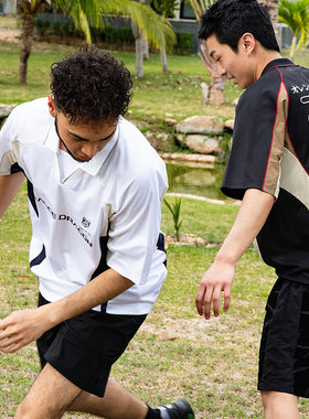 ORANGEDRAGON2026夏ODFC日文LOGO拼接插肩袖美式复古球衣短袖polo