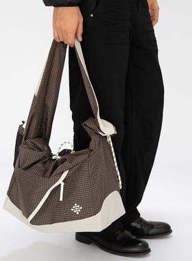 OD/ORANGEDRAGON 拼接撞色格纹多功能户外机能防水宽肩带斜挎背包