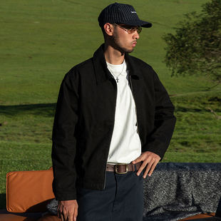 底特律行政夹克外套 25秋工程师基础翻领帆布复古工装 DARKNESS