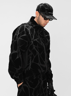 OD/DARKNESS 2026春 植绒复古荆棘迷彩立领压胶拉链户外夹克外套