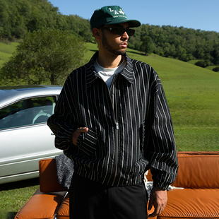 撞色条纹双兜Cleanfit翻领休闲复古夹克外套 2025秋 DARKNESS