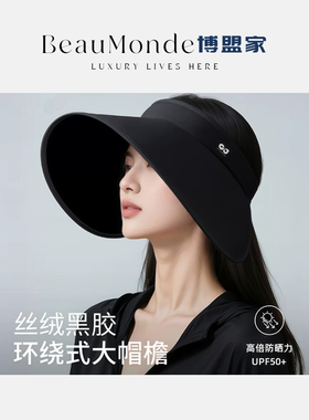 环绕式大檐防大头围可折叠蛋卷帽晒帽女户外空顶帽防紫外线遮阳