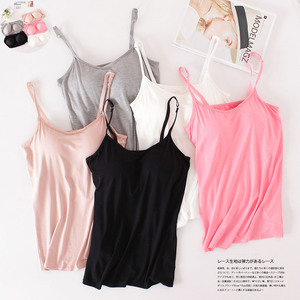 莫代尔带胸垫大码吊带背心女胖mm加肥加大200斤免文胸打底内衣夏