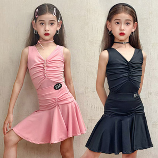 2026新款女童拉丁舞练功服少儿舞蹈裙比赛训练服大摆裙套装演出服