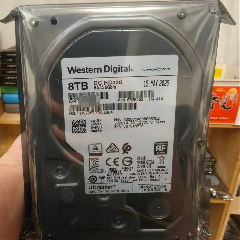 特价出全新正品25年出厂0通电西数8T HC320,HUS7--议价商品