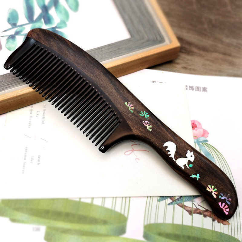 天天见梳子沉贵宝牛角梳手工彩绘镙钿梳文创创意礼品梳情人节礼物