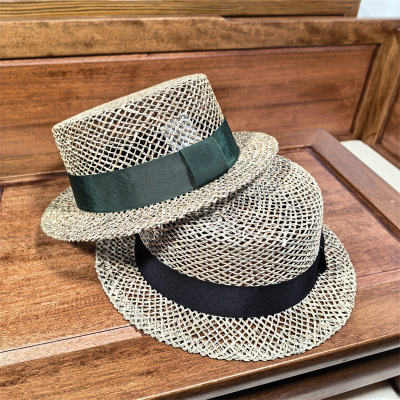 时尚气质小帽檐太阳帽户外帽子女春夏圆顶防晒遮阳草帽Straw hat