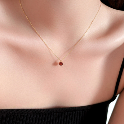 暮色/一月生辰银镀金石榴石项链