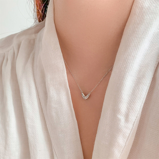 925银爱心项链 岚屿 定制款 人 简约一颗心锁骨链礼物 心尖上