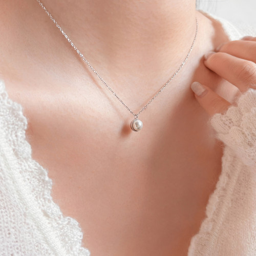 海里雾/小复古珍珠925银锁骨链
