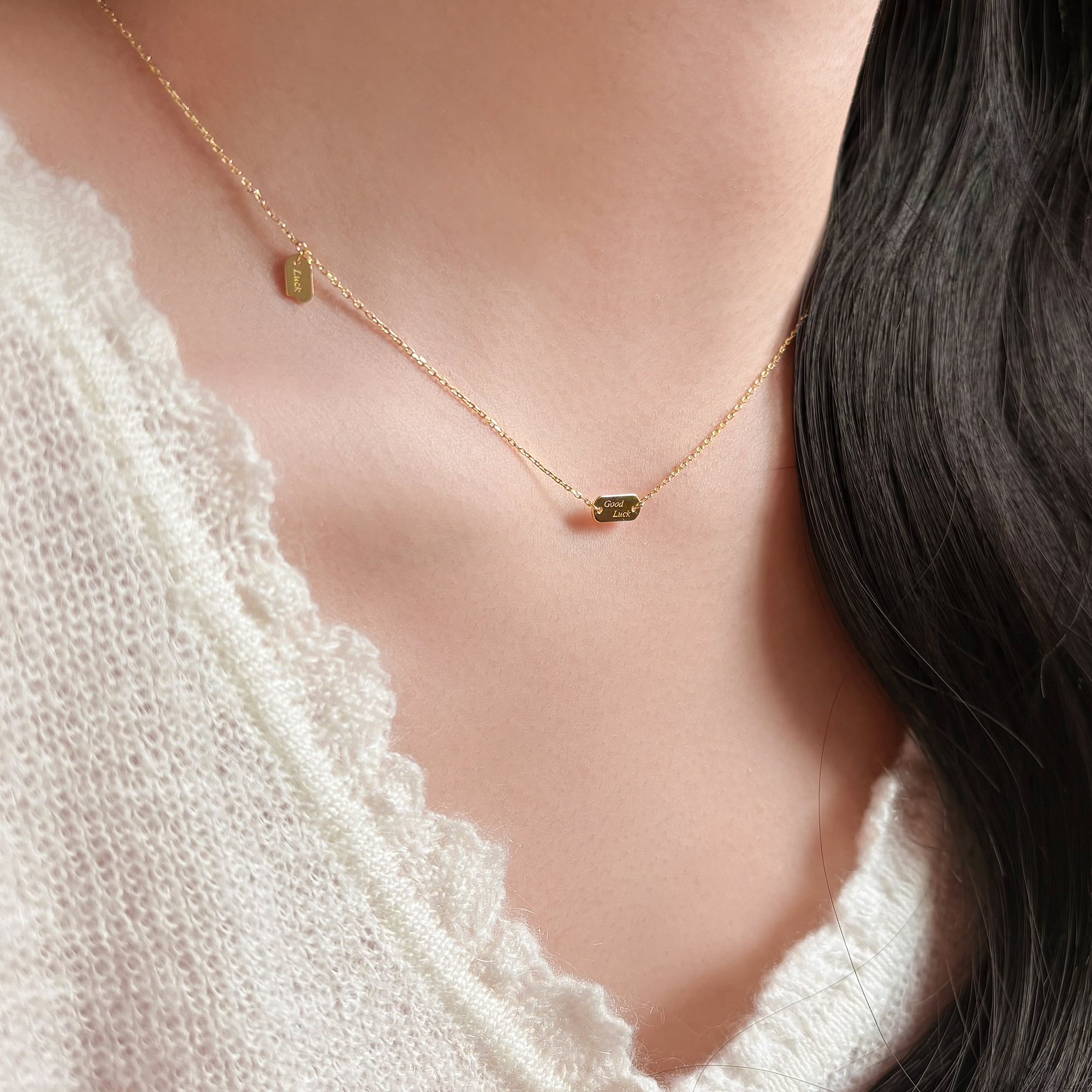 小确幸/925银巨细好运字母锁骨链