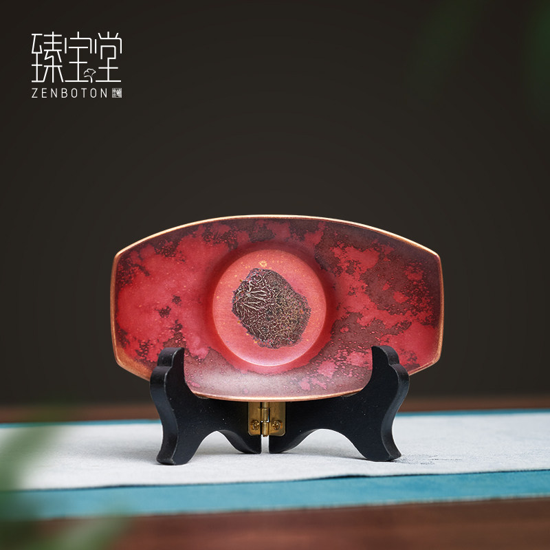 臻宝堂纯铜手工元宝型杯托茶垫