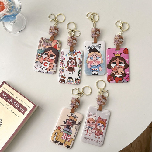 哭娃crybaby伸缩卡套钥匙扣卡通公交饭卡幼儿园接送卡校牌易拉扣