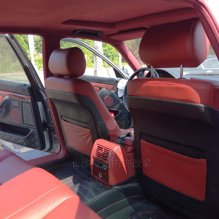 宝马728il改装翻新真皮座椅手缝车门板麂皮绒车顶棚皮革地毯
