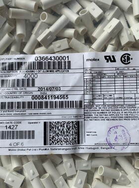 MOLEX36643-0001 366430001 连接器塑壳原装进口量大从优