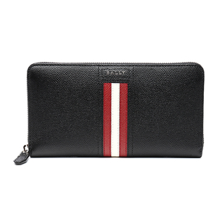 Bally/巴利 男士小号拉链钱包红白撞色长钱夹男包1 TELEN