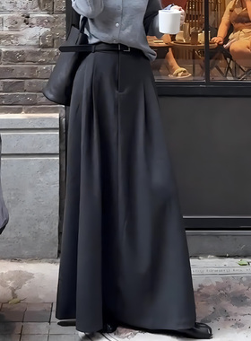 2024秋季新款西装百褶半身裙女高腰a字韩系氛围感穿搭大摆中长裙