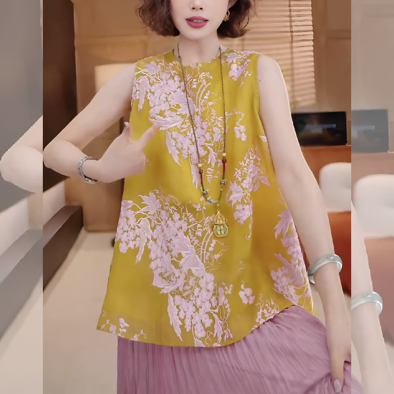 新中式国风轻奢复古黄色提花背心女2025夏季新款高级贵气显瘦上衣