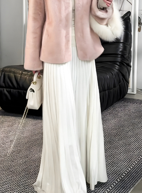 垂坠感白色坑条针织半身裙女秋冬新款气质温柔风中长款休闲直筒裙