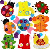 幼儿园大小班不织布益智玩具扣区角材料拉链钮扣子动物自制玩教具