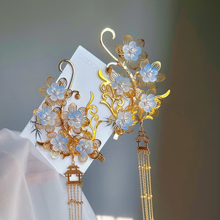 羲和神女古风汉服发饰花朵花枝流苏发夹氛围感魏晋南北朝公主头饰