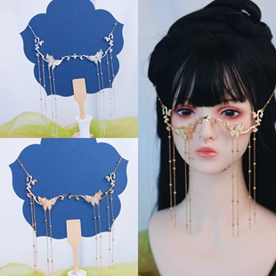 浣溪沙异域面帘cos金银藤蔓流苏面纱女古风发饰汉服头饰拍照额饰