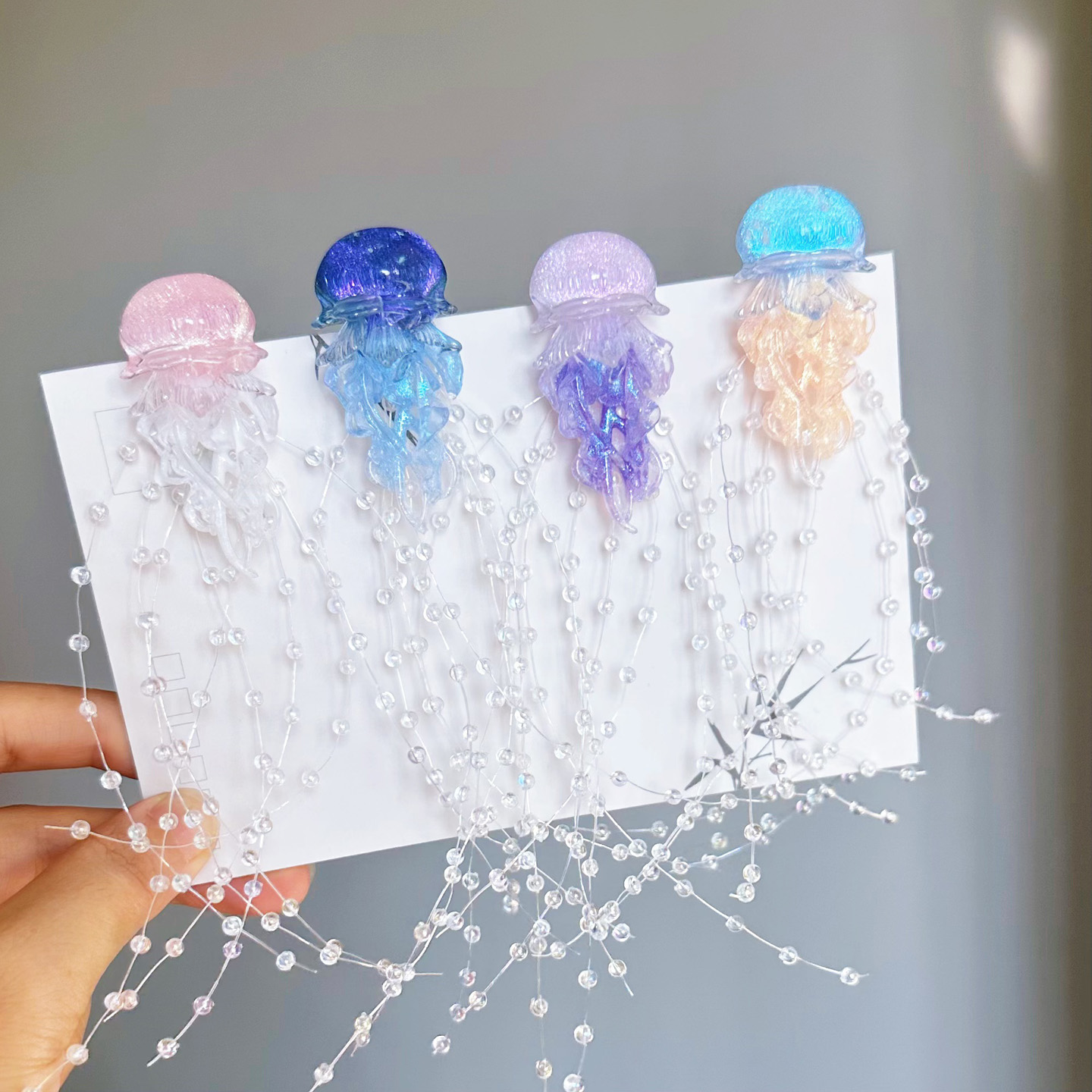 发光水母发夹百搭旗袍侧边发饰