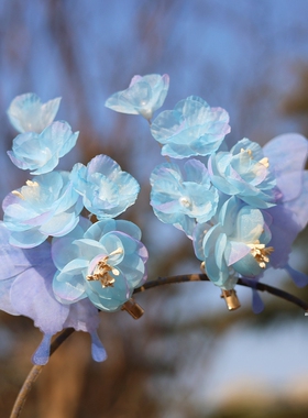 醉流年古风绢纱烫花对夹花朵发饰