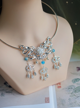 金银双色平安锁项圈明制宋制项链