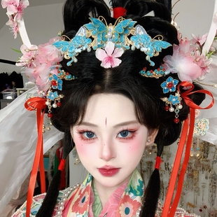 小神仙汉服头饰烧蓝发冠套装流苏发钗古风拍照富贵百搭神仙服发饰