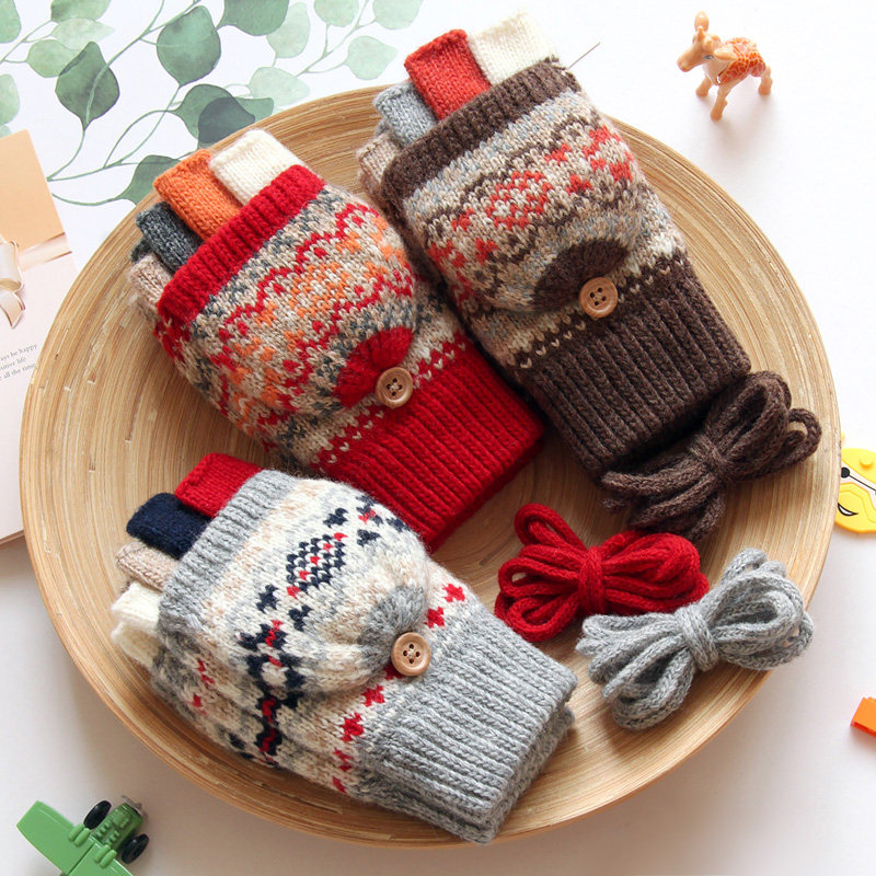 秋冬季新款儿童男女孩半指露指翻盖保暖防寒学生写字羊绒羊毛手套,服饰配件/皮带/帽子/围巾,手套,淘宝优惠券,粉丝福利购,淘宝优惠卷