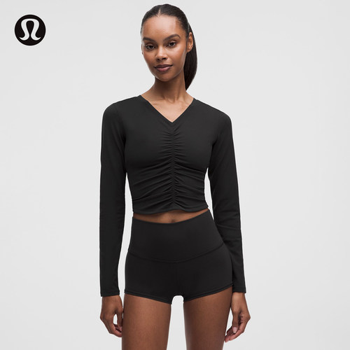 All It Takes™女士运动中间收褶V领长袖T恤丨lululemon丨LW3KSKS