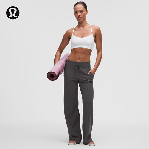 Groove 女士运动混合罗纹高腰阔腿裤*常规款丨lululemon丨LW5IUKS