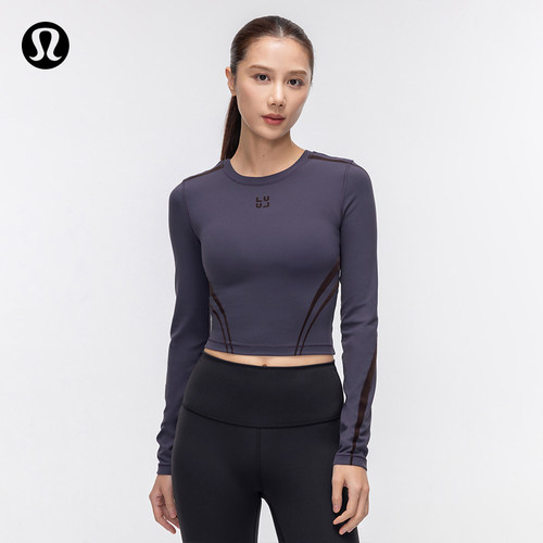 Wunder Train 女士运动短款长袖 T 恤 *植绒丨lululemon丨LW3JLGS