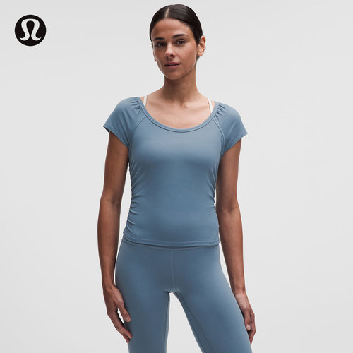 All It Takes 女士运动褶饰款低圆领短袖T恤丨lululemon丨LW3JWOS