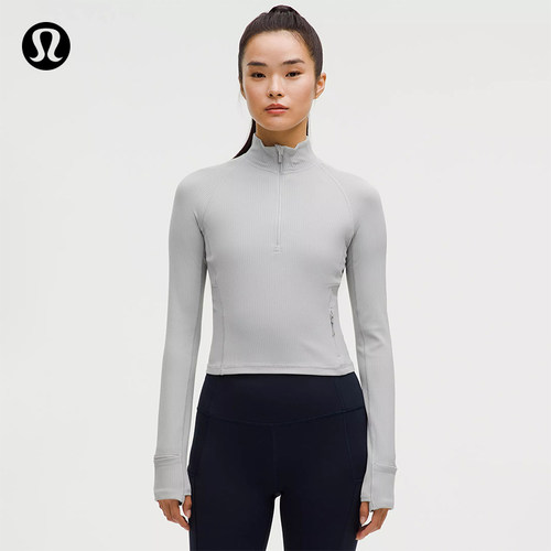 It's Rulu 女士运动罗纹短款半拉链衫 芯吸丨lululemon丨LW3IO6S