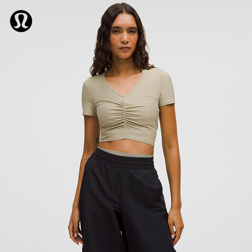 Ruched-Front 女士运动前侧褶饰V领短袖T恤 丨lululemon丨LW3JF4S