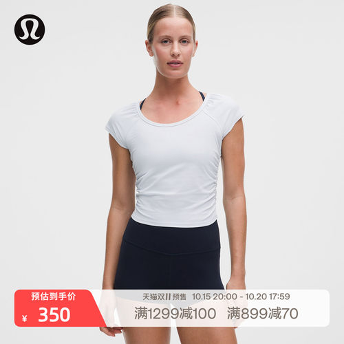 All It Takes 女士运动褶饰款低圆领短袖T恤丨lululemon丨LW3KE7S