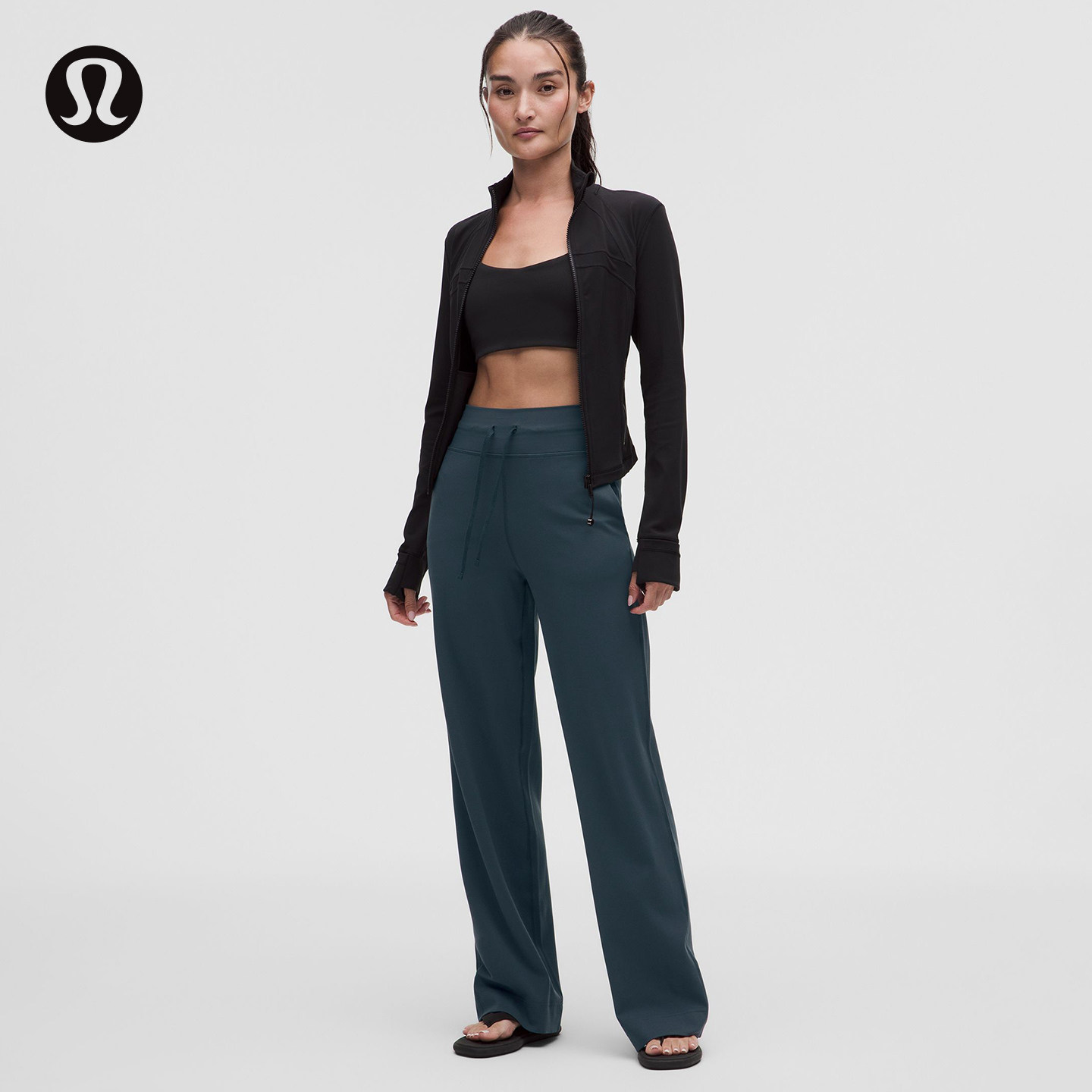 Groove 女士运动高腰阔腿裤丨lululemon丨LW5JYKA