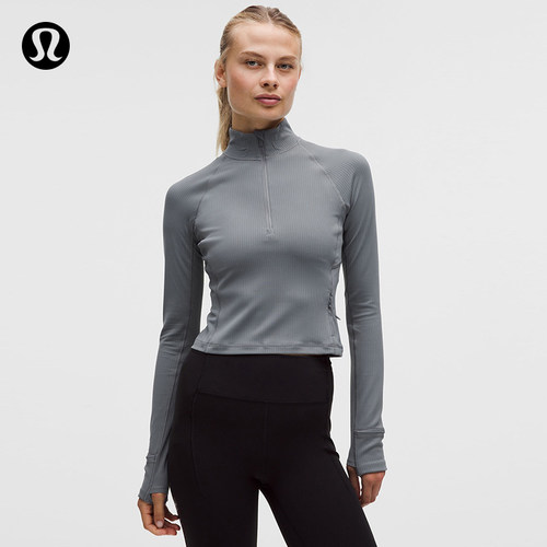 It's Rulu 女士运动罗纹短款半拉链衫 芯吸丨lululemon丨LW3IO5S