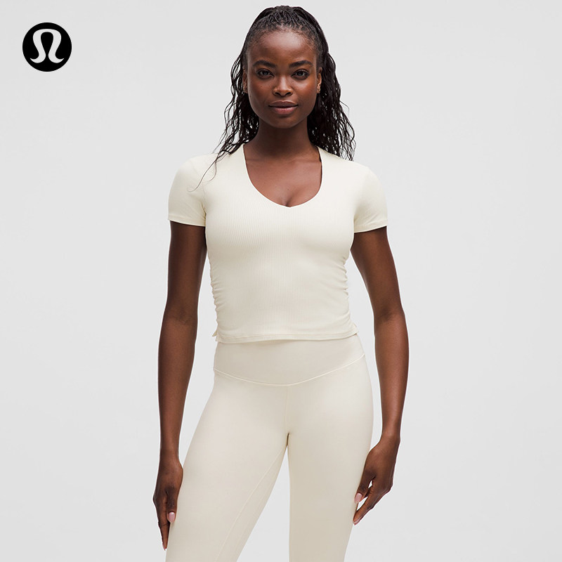 All It Takes女士运动短袖T恤B-D *罗纹Nulu丨lululemon丨LW3JTJS