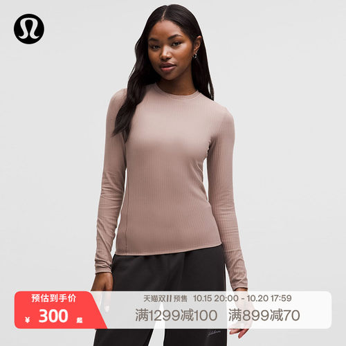 Ribbed Nulu 女士罗纹圆领长袖 T 恤丨lululemon丨LW3JHJS