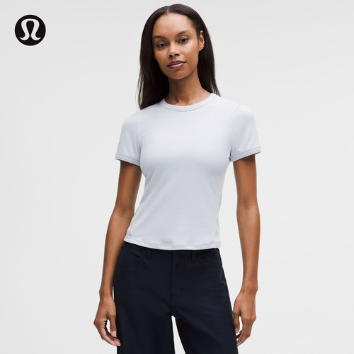 Hold Tight 女士紧身细罗纹平直下摆短袖T恤丨lululemon丨LW3KL0S