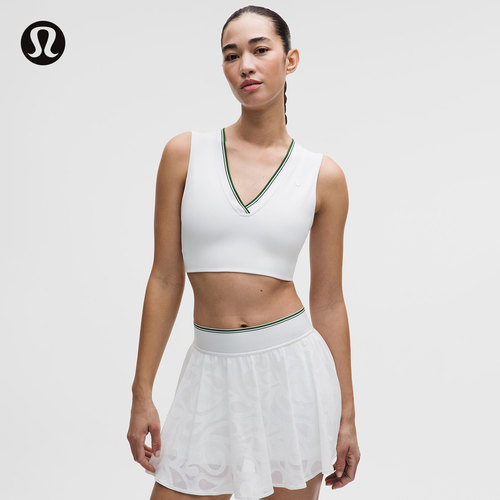 Paisley 女士网球网面 V 领长款运动内衣丨lululemon丨LW2EWES
