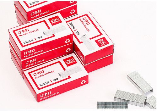 得力0010订书钉10小盒×1000枚小号订书钉办公用品装订订书针
