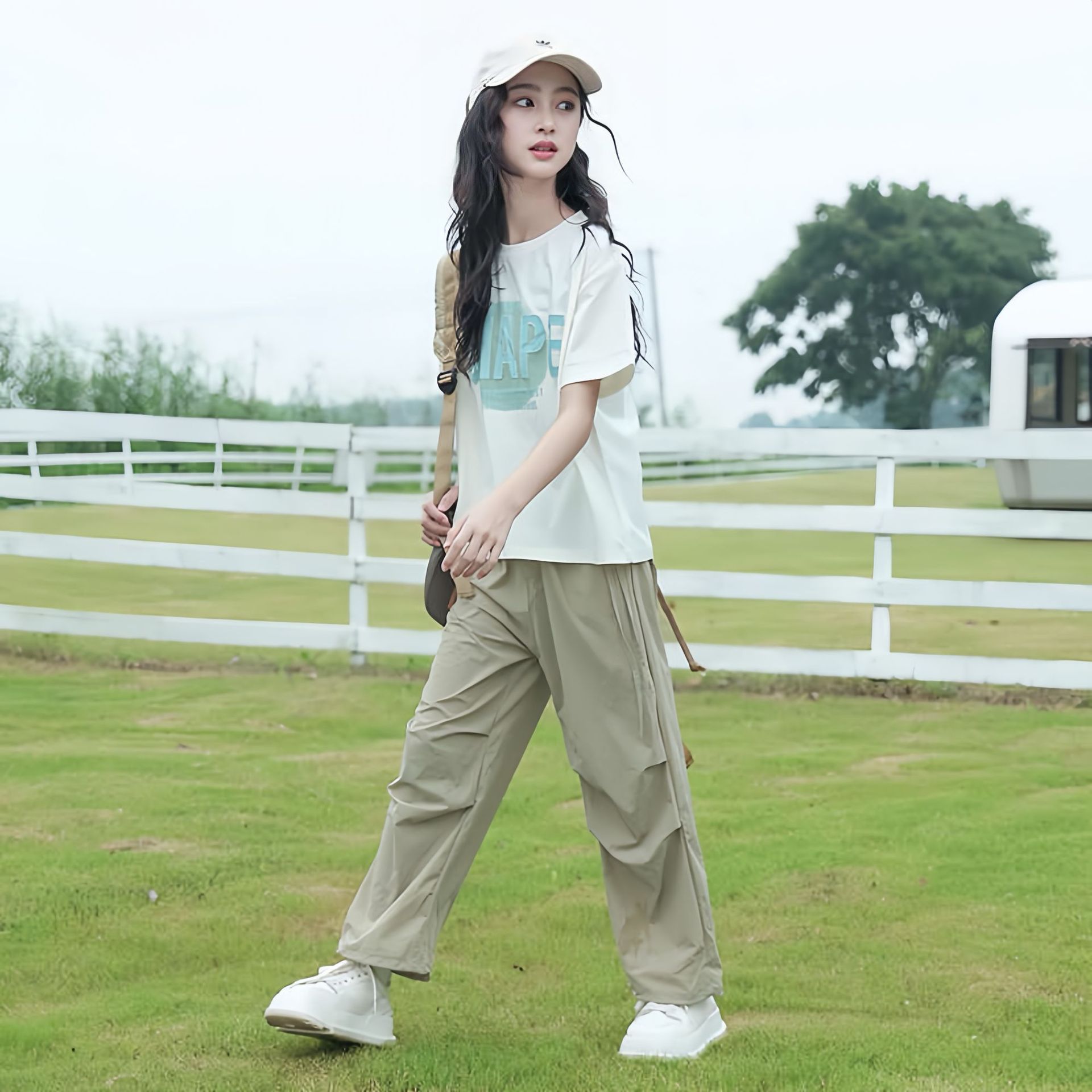 十岁女童短袖t恤套装韩版宽松短袖长裤两件套一大一小儿童姐妹装