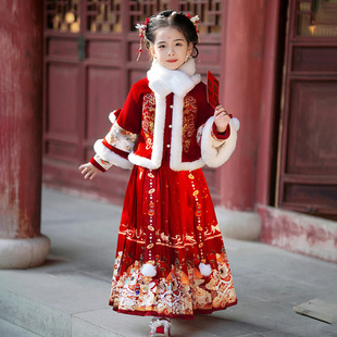 超仙古装汉服裙子套装秋冬款小女孩拜年服十岁小学生女童马面裙11