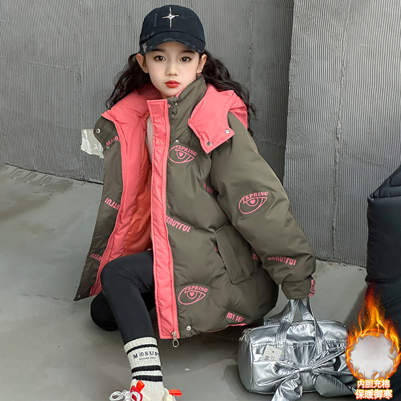冬装女童外套保暖加厚棉服潮酷中大童女孩衣服12岁儿童姐妹闺蜜装